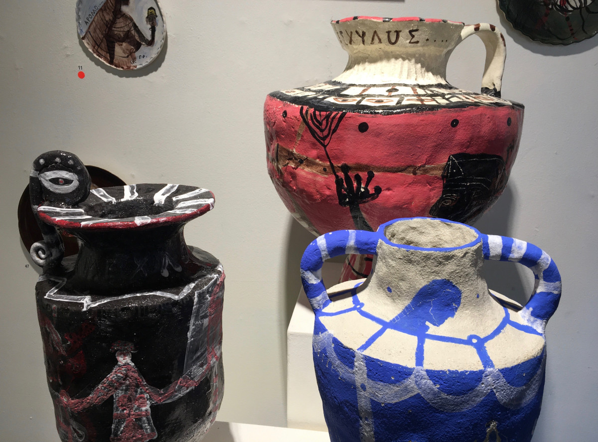 Urns by Kelly Brown, painted by George Raftopoulos