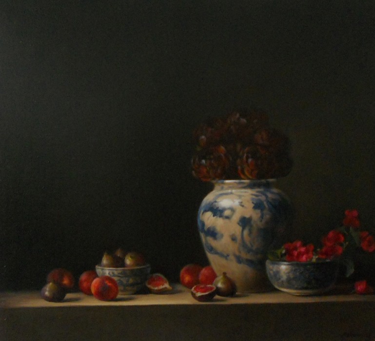 Aeoniums in Blue & White Jar