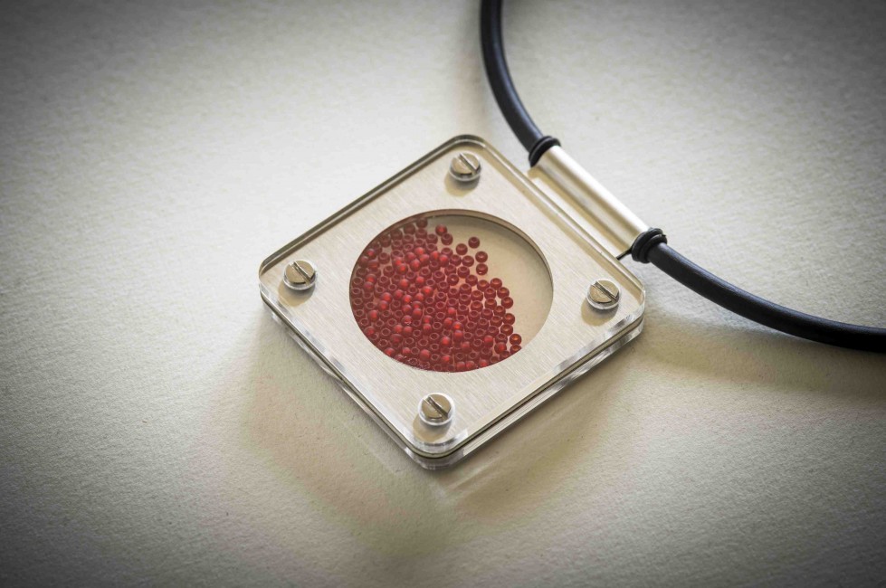 Half Moon Pendant  - Red Beads