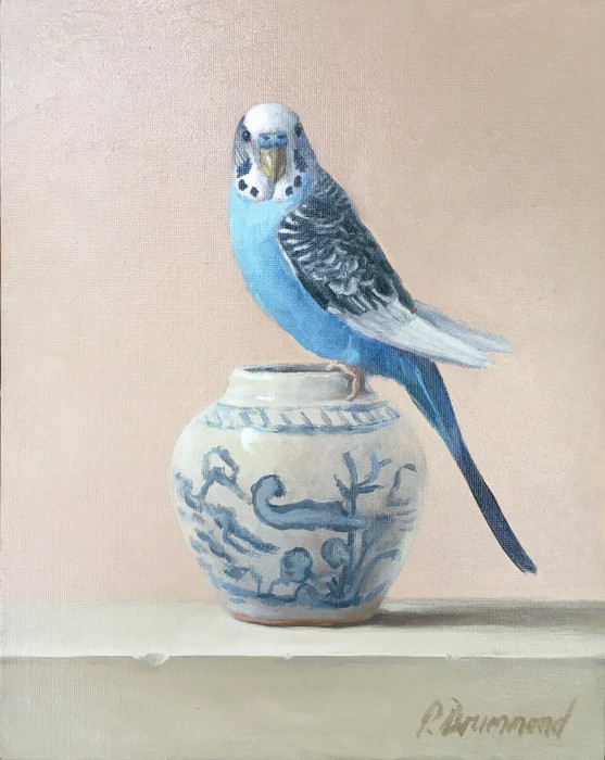Blue Budgie & Vase SOLD