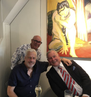 With architect Walter Barda during Virginia Carroll Glover's exhibition .