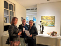 SMH cartoonist Cathy Wilcox (right) & friends at Rocco fazzari's opening drinks.