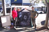 Dominic, Carlos & Enrique with Enrique's portrait of Ben Quilty 2011.