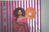 Our neighbour in front of a painting by Nicholas Burton - Art Month Sydney 2012.